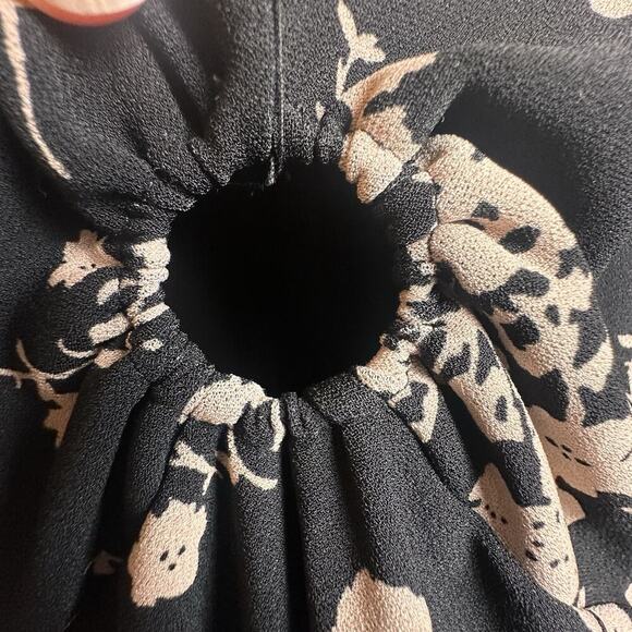 Abercrombie & Fitch NWT Black Pink Floral Long Sleeve O Ring V Neck Mini Dress S - Picture 13 of 16